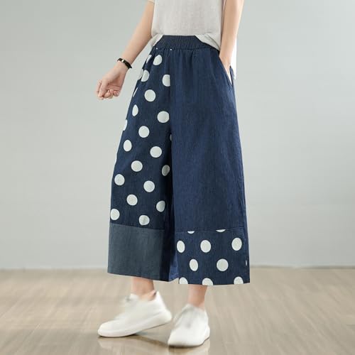 Women's Loose Wide Leg Jeans Trendy Elastic Waist Denim Pants with Pockets3