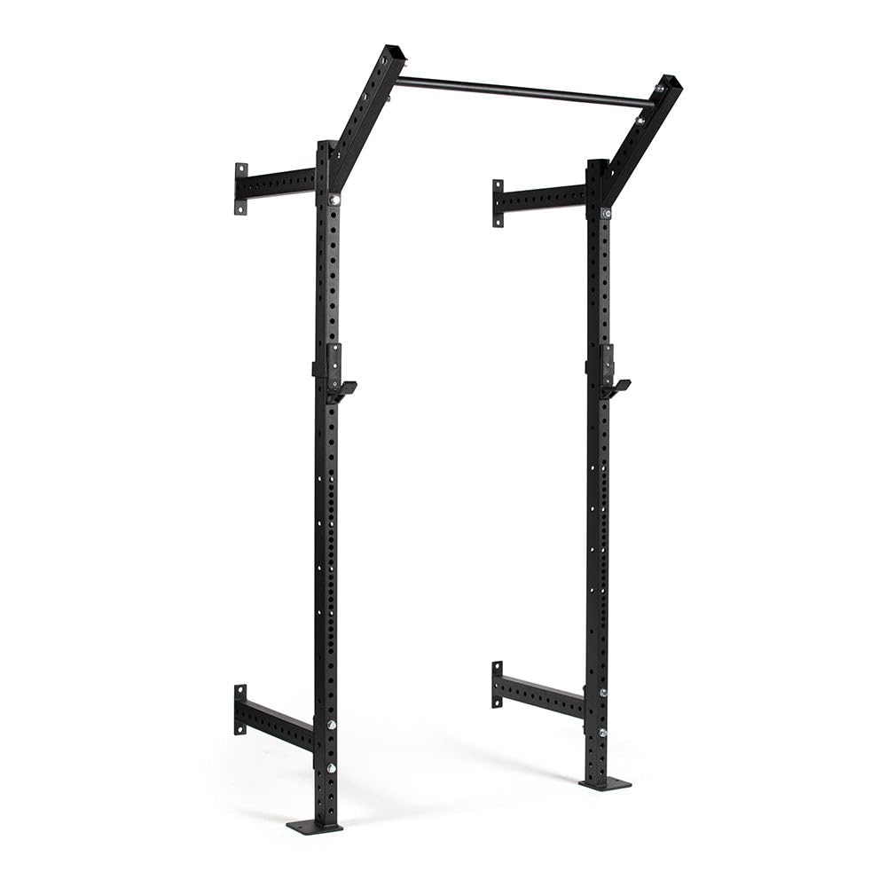 Titan Fitness T-3 Series Space Saving Power Rack, 82" Height x 24" Depth, Bottom Side Braces Included, Compact Wall Mounted Power Rack, 2x3 11-Gauge Steel Uprights, Includes J-Hooks & Pull-Up Bar