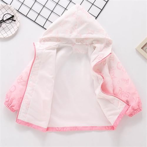 Boys Girls Waterproof Windbreaker Jacket Casual Fashion Letter Print Hoodie Kids Y2k Long Sleeve Zip Up Thin Coat3