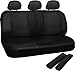 OxGord PU Leather Solid Black Car Seat Cover 10 Piece Set - Airbag - Front High Back Bucket - Universal Fit for Car, Truck, SUV, or Van