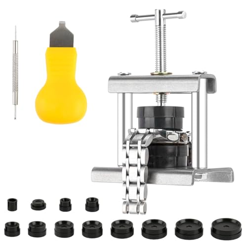 BATINO Uhr Presse Set für Uhren Reparatur, Uhren Batteriewechsel Werkzeug, Uhrenschließer Gehäuseschließer Einpresswerkzeug, Uhrenwerkzeugset, Uhr Reparatur Werkzeug, Uhrendeckelpresse Mit 12 Förmchen