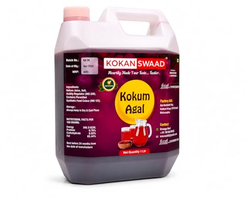 Image of KOKANSWAAD Kokum Agal 1L | Natural Kokum Syrup Concentrate for Solkadhi & Sharbat | Traditional Maharashtrian Kokum Juice | Cooling Summer Drink