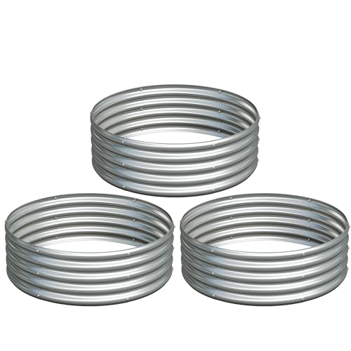 Image of 3Pack 3x3x1ft Galvanized Raised Garden Bed, Planter Raised Garden Beds Outdoor, Round Clearance Raised Garden Beds for Gardening Vegetables