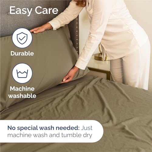 Image of Queen 6 Piece Bed Sheet Set - Comfy, Breathable & Cooling Sheets - Khaki | Ultra-Soft Hotel Luxury Bedding Set w / 8-16 Inch Deep Pockets, 1 Flat & 1 Fitted Sheet & 4 Pillowcases, Wrinkle & Fade Free