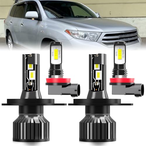 Image of Fit For Toyota Highlander 2008-2010 light Bulbs, High /Low Dual Beam Fog Lights Combo, Plug and Play, 4 PCS