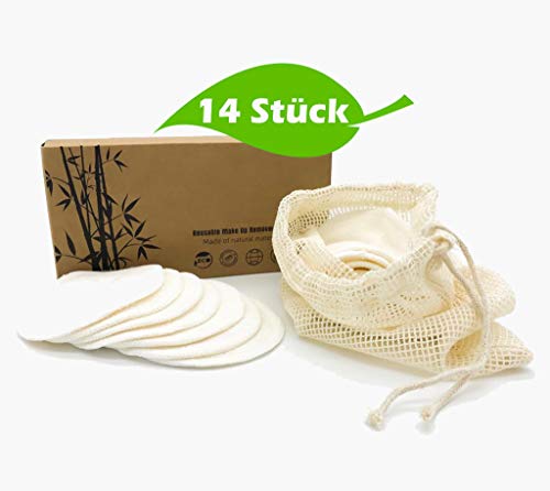 Preisvergleich Produktbild Extra weiche und schonende Abschminkpads Kosmetikpads aus natürlicher Bambusfaser nachhaltig und umweltfreundlich im Baumwolle-Waschbeutel waschbar und wiederverwendbar vegan organisch fair zero waste