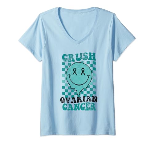 Crush Concientización sobre el cáncer de ovario retro Groovy Camiseta Cuello V