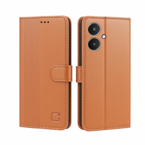 Image of AIBEX Shock Proof Flip Compatible for Redmi 13C 5G Flip Cover Leather Finish | Inside TPU with Card Pockets | Wallet Stand | Complete Protection Flip Case- Brown