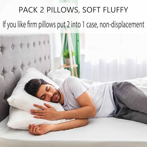 Acteb Thin Flat Soft Bed Pillows Queen Size Set Of 2 Pack For Sleeping 20"X30" thumb #4