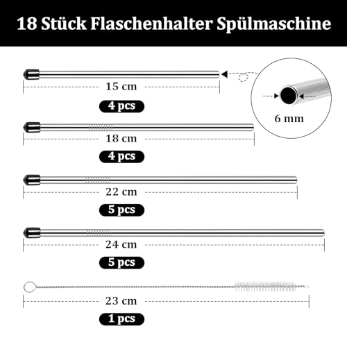 18 Stück Flaschenhalter Spülmaschine.Edelstahl Sodastream Flaschenhalter, Spülmaschineneinsatz Flaschen mit Silikonkappe Glashalter Geschirrspüler.Spülmaschineneinsatz Kompatibel(4 Größen)