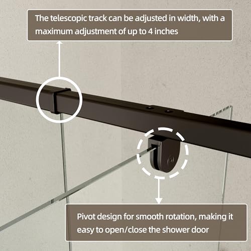 Image of Royal Guard 38-42 inch W x 71 inch H Pivot Glass Shower Door,Matte Black
