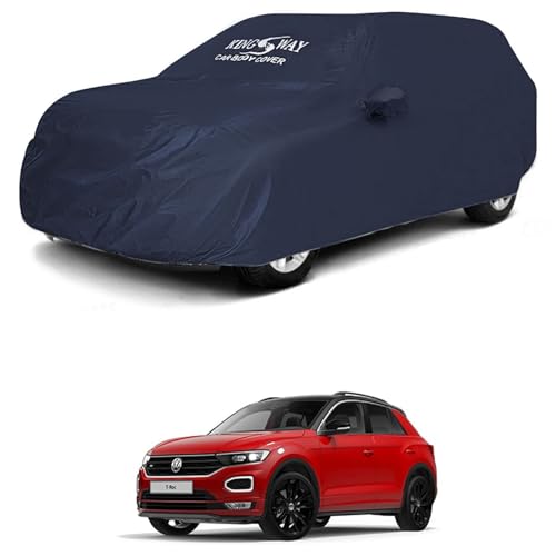 Image of KINGSWAY Accessories Waterproof Car Cover Only Compatible with Volkswagen T ROC Year 2020 to 2021, Mirror Pockets, Bird Poop, All Weather, Scratch and UV Protection Car Body Cover, Grey