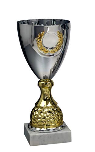 Henecka Pokal Serie Klondike, silber-gold, mit Wunschgravur und auswählbarem Sport-Emblem, Größe...
