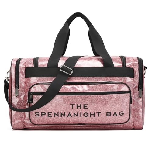 Spennanight Glitter Duffle Bag for Travel & Overnight Use