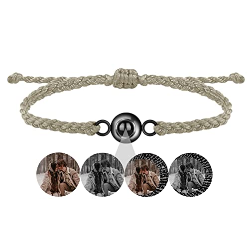 Oismys Bracelets Photo Personnalisés Colorés Personnalisés 100 Langues Je t'aime Bracelet de Projection Bracelets Cercle Tissé Mémoire Fête des Mères Anniversaire Cadeau de Noël pour Elle Lui Cover