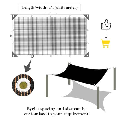 LXBche Net Outdoor Sun Mesh Shade 90 Percent Sunblock Shade Cloth Pond Heat Insulation Net Tear-Resistant Fabric Sun Block Cover HDPE Sunscreen Awning for Garden Pergola (Color : Noir, Size : 4x10m/