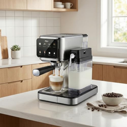 XSQUO Useful Tech Cafetera Espresso y Cappuccino con pantalla LED 1350w, 20 bar, Vaporizador Orientable, Sistema termo Block de calentamiento rápido, café frío. Vital Espresso Felizia. - imagen 6