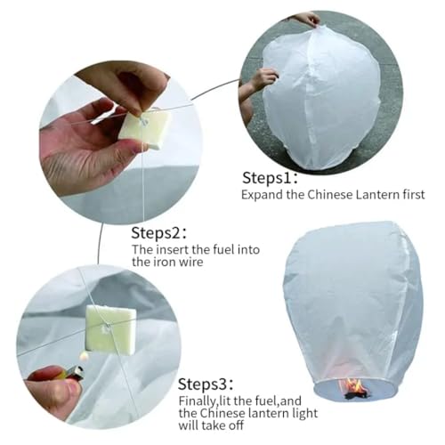 Image of Paper Colourful Make A Wish High Flying Sky Lantern Hot Air Balloon Diwali New Year with Fuel Wax Candle (Pack of 5) Wishing Balloon | Popo Toys
