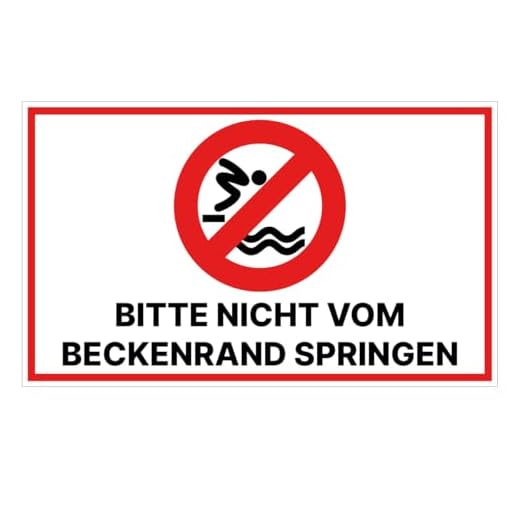Schild Nicht vom Beckenrand springen Schwimmbad Hinweisschild Alu/Dipond inkl. Klebepads 25x15 cm