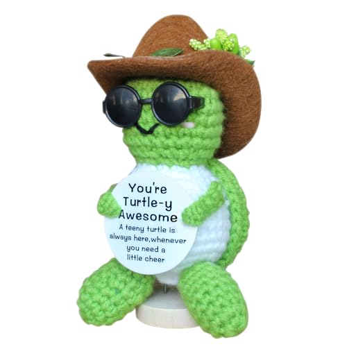 WLVGR Positive Turtle Decor, Crochet Turtle Gifts, Mini Positive Crochet Animals, Positive Potato,Support Emotional Home Decor, Birthday Gifts for Mom, Best Friend, Brother, Father, Boyfriend