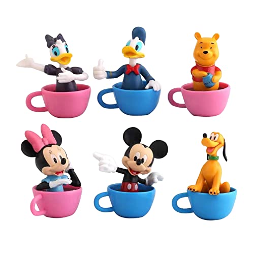 Décoration de Gâteau MODALI 6 pcs Mini Minnie DisneyMickey Figurines Mini Figurine Gâteau Topper, Figurine Miniature Collectionner pour Enfant Fête d'anniversaire Cupcake Décoration Garçons Cadeau