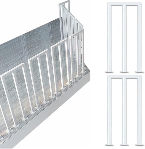 Metall-Treppenbaluster Kit für Innentreppen Handgeländer 95 cm hohe Balustradenpfosten mit weißen Spindeln für Deck Veranda Stufen dekorative Zaunlatten (M-Form 2er Set)