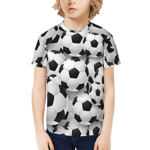Football Soccer Youth Short Sleeve Casual Graphic Crew Neck T-Shirt, Relaxed Fit, Comfortable, Soft