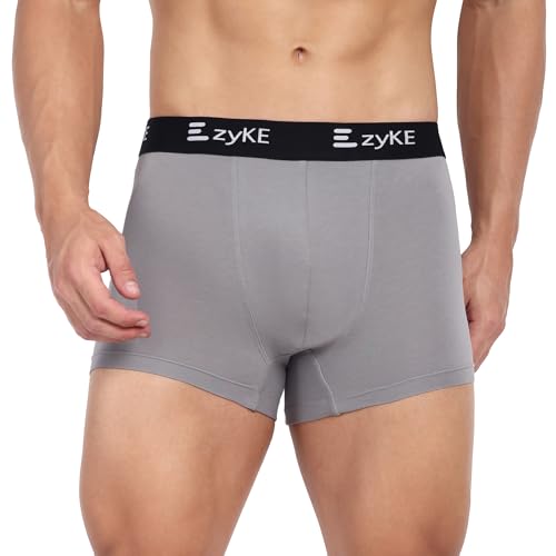 Image of Zyke Men's Cotton Trunk Innerwear | 95% Cotton 5% Elastane Stretch Underwear | Ultra Soft Waistband Anti-Bacterial Moisture Wicking Trunks for Men (Pack of 1)