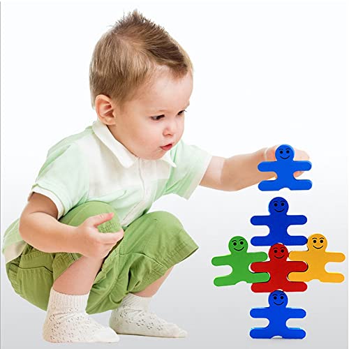 Umbresen Wood Balance Building Blocks Stacking Games Toys For Kids Children Toddlers Preschool Boys And Girls Learning Educational Fine Motor Skill Toy 3D Wooden Assembled 4 Color,16 Pieces #TOP3