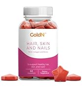 GoldN Hair, Skin &amp; Nails Premium Gummies with Collagen | 2,500 mcg Biotin, Fish Collagen, Vitami...