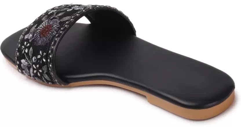 Image of PRIYANSH Enterprises Premium Women Ethnic Embroidered Flats Footwear for Women | Stylish Slippers For Party and Formal Wear | Flat Embroidered Sandal