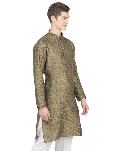 Image of SG LEMAN Knee Length Solid Kurta for Men | Silk | Long Sleeve | Ethnic Wear for Men | Party and Weeding wear Kurta