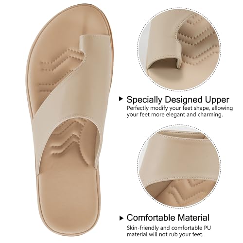 Aomigoct Orthopedic Flat Sandals for Women: Dressy Summer Flats Womens Sandals Comfortable Slip On Beach Walking Shoes3