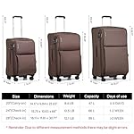 Hanke 3 Piece Luggage Sets Softside Expandable Carry On Luggage Set Travel Suitcase Sets with Spinner Wheels TSA Approved Luggage(Coffee, 20in/24in/28in) - Image 3