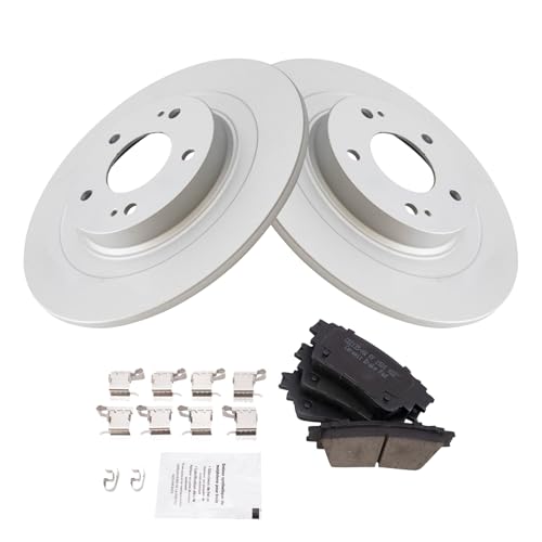 Image of TRQ Rear Brake Pad and Rotor Set Ceramic Coated Rotors Compatible with 2018-2020 Mitsubishi Eclipse Cross 2017-2020 Outlander 2018-2021 Outlander PHEV