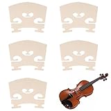 5 PCS Violin Bridge 4/4 Full Size, Finer Grade Solid Maple Violin Bridge Pre-Cut Semi Fitted Bridges Sharper Sound Volume Violins Parts for Fit Most 4/4 Violins