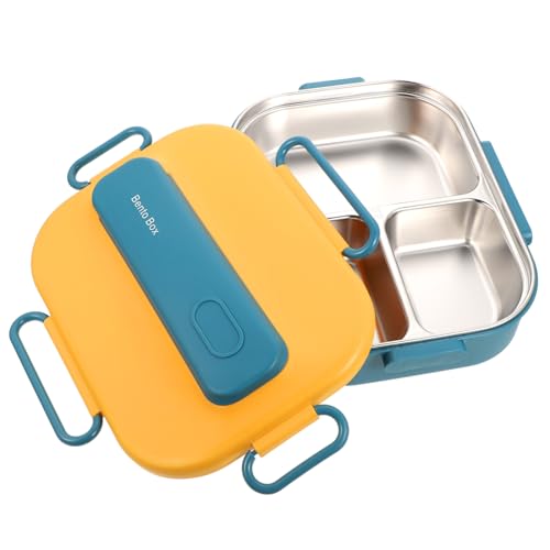 LOORGVEL 多格ステンレス製保温弁当箱 大人用密封ランチコンテナ 仕切り付き漏れ防止設計 オフィス学生向け食事類可能携帯容器