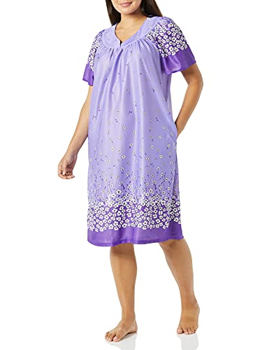 Image of AmeriMark Casual Women's Patio Muumuu House Dress Loose Comfortable Short Sleeve Sun Dress Lounger Gown Sleepwear for Ladies