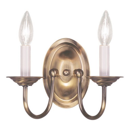 Image of Livex Lighting 4152-01 2-Light Wall Sconce, Antique Brass