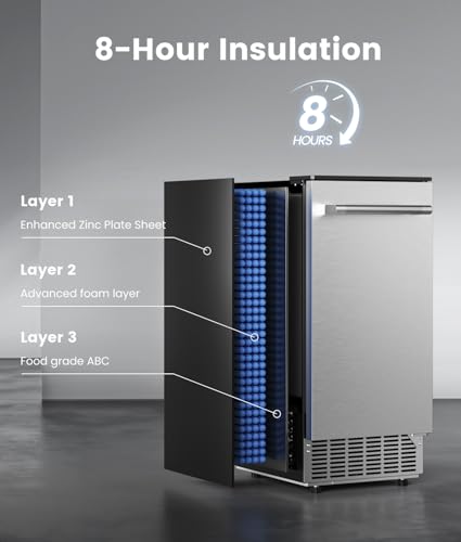Image of ecozy 15 inch Under Counter Ice Maker Machine, Built in Freestanding Ice Maker, 80 Lbs /Day, 24 Lbs Storage, Auto-Cleaning /24H Timer /Smart LCD Panel, Stainless Steel Ice Scoop for Commercial & Home Use