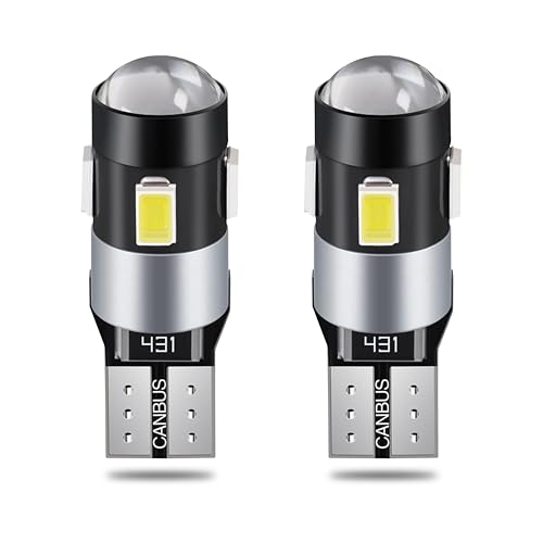 QAUBEN 194 LED Bulbs Canbus 6000K Xenon White Projector Lens 5630 Chipsets 2825 175 T10 W5W LED Replacement Bulbs for Car Interior Dome Map Door Courtesy Number Plate Lights (Pack of 2)