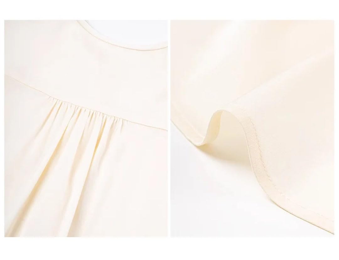 Camisas de seda satinada para mujer, cuello redondo, blusas elegantes para oficina