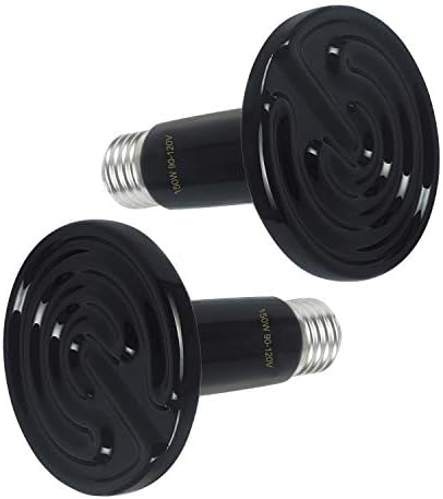 150W 2 Pack Ceramic Heat Emitter, Reptile Heat Lamp Bulb