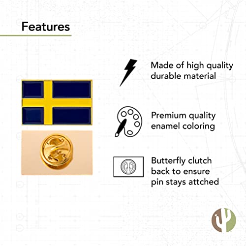 Image of Desert Cactus Sweden Flag Lapel Pin SWE Sweden Made of Metal for Formal Wear, Bag and Hat Jewelry, and Tie Tack