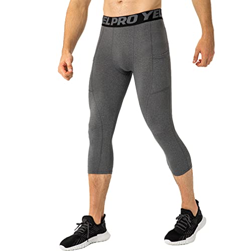 GEBIN Lot 2 Leggings Sport Homme Compression 3/4 Une Jambe - Pantalon Running Fitness Basket