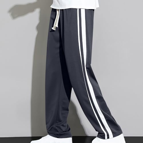 Baggy Sweatpants Men Fashion Clothing 2025 Side Stripe Athletic Pants Elastic Waist Wide Leg Joggers Lounge Streetwear2