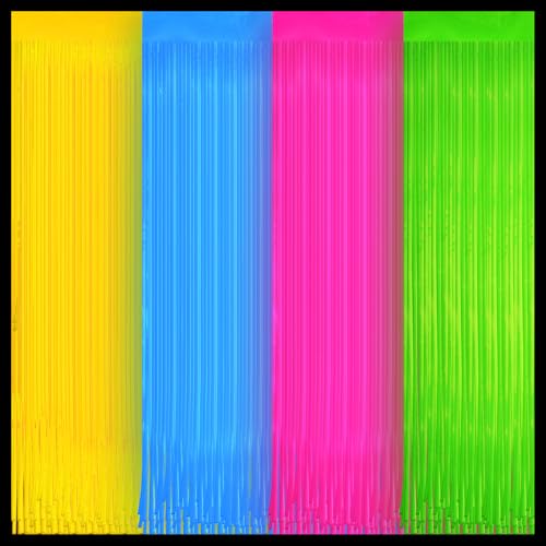 Image of 4 Pack Neon Party Decorations Glow in The Dark Party Supplies Multicolor Tinsel Foil Fringe Curtains for Birthday Party Supplies Streamers Decorations