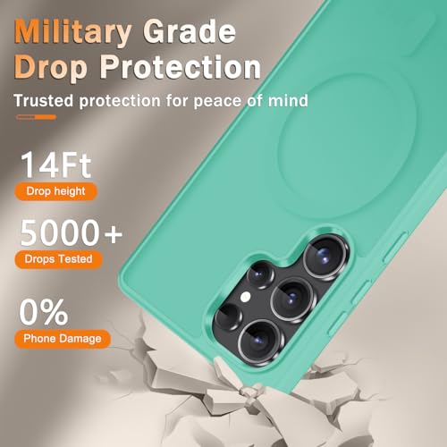 Image of for Samsung Galaxy S25 Ultra Case, Matte Magnetic Phone Cover, Teal | Fit for MagSafe, Screen Protector included, Shockproof Military Grade Protection, Translucent Frosted Back