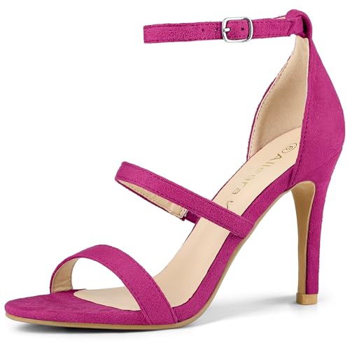Allegra K Allegra K Women Open Toe Triple Straps Stiletto High Hot Pink Heel Sandals 9 M US