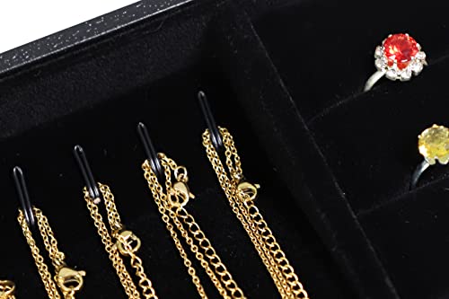 Image of Wudygirl Stackable Jewelry Tray 2 in 1 Necklace Display Tray Showcase Ring Earring Organizer Storage